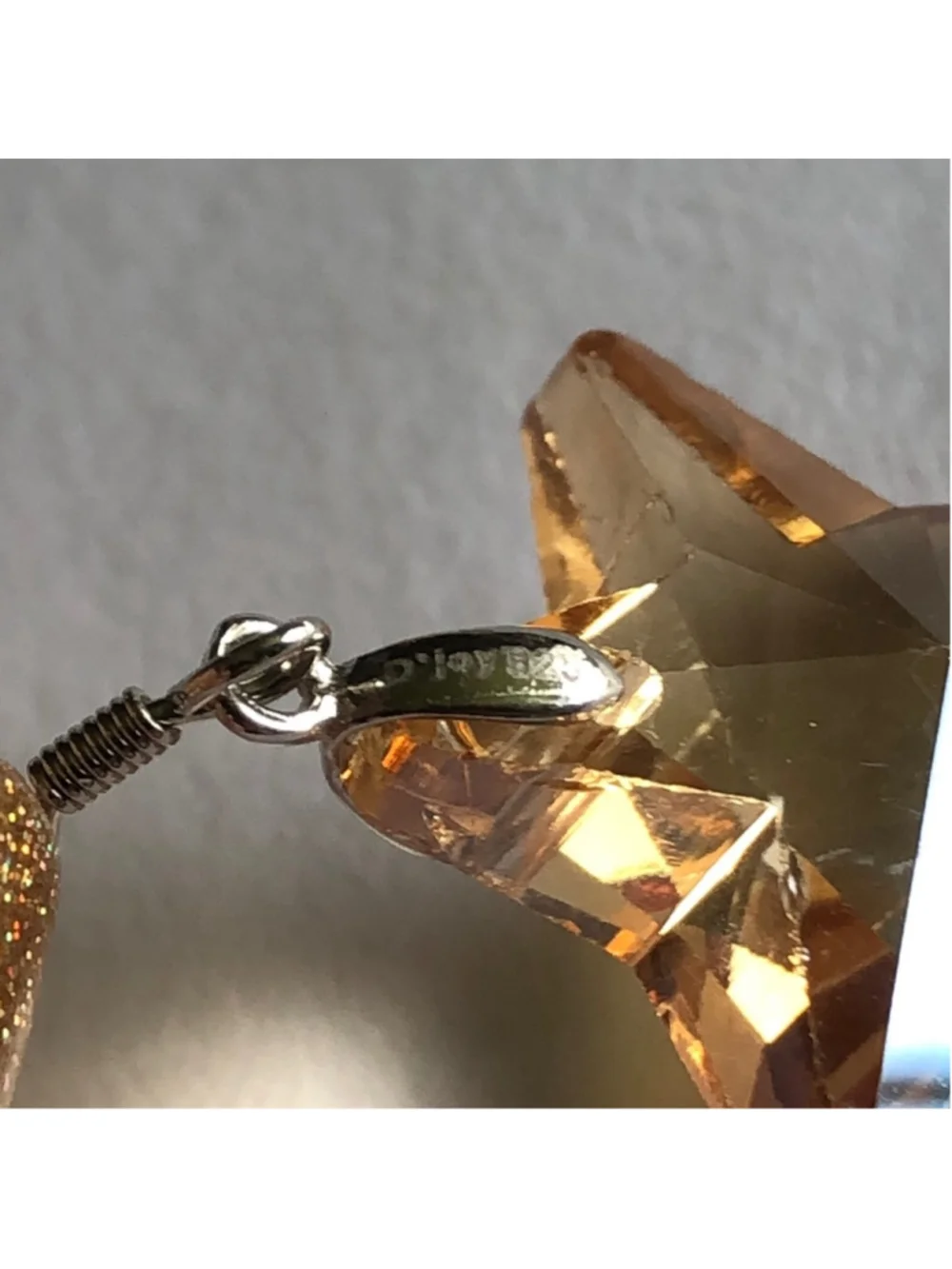 D'Joy 925 Sterling Silver Crystal Glass Star Shaped Yellow Earrings